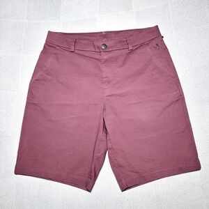 Lululemon Commission Short Men 28 Stretch Slim Chino 9" ABC Design Plum Burgundy